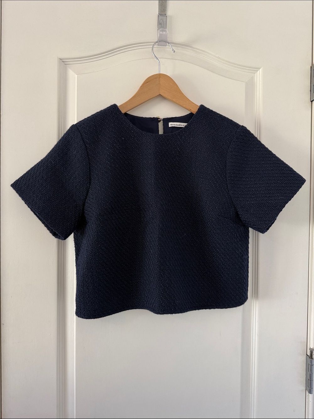 Abercrombie Textured Short-Sleeve Top in Navy